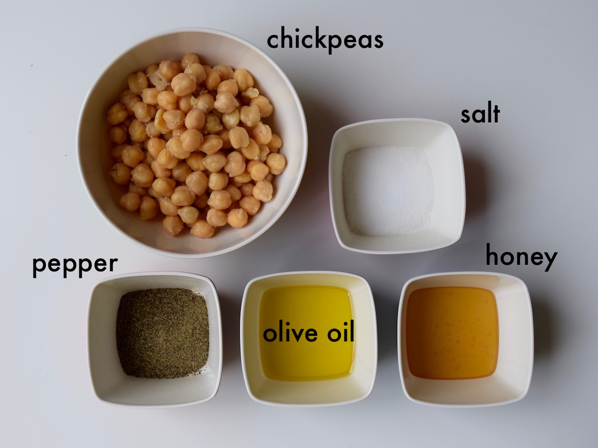 Honeyed chickpeas after-school snacks ingredients