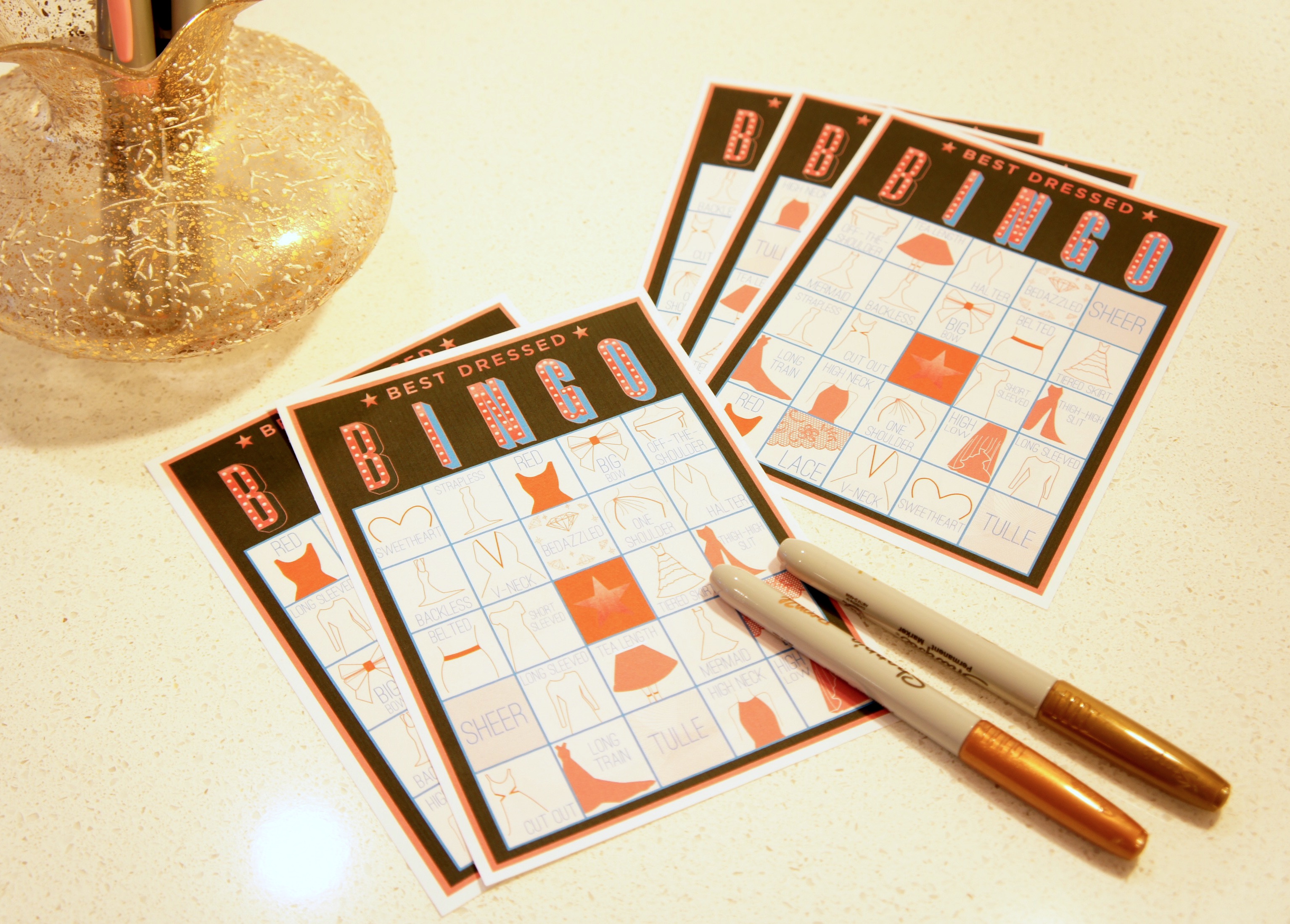 Bingo cards for an awards show party
