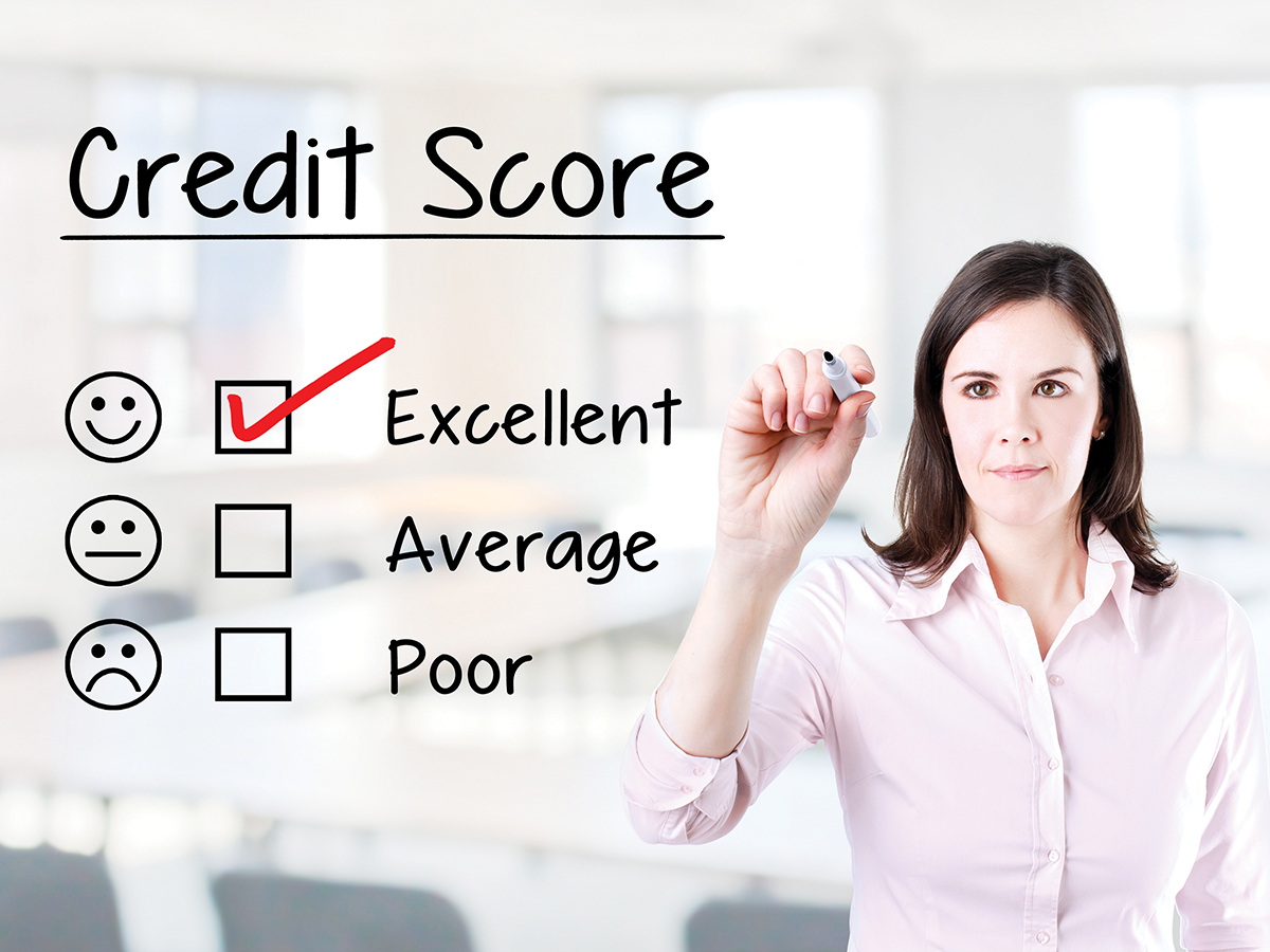 Woman checking off her credit score