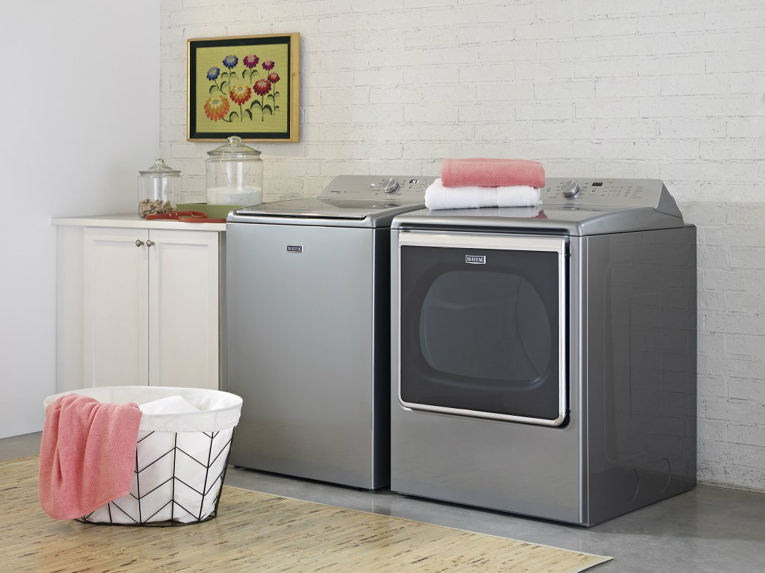 Maytag washer-dryer set in metallic slate