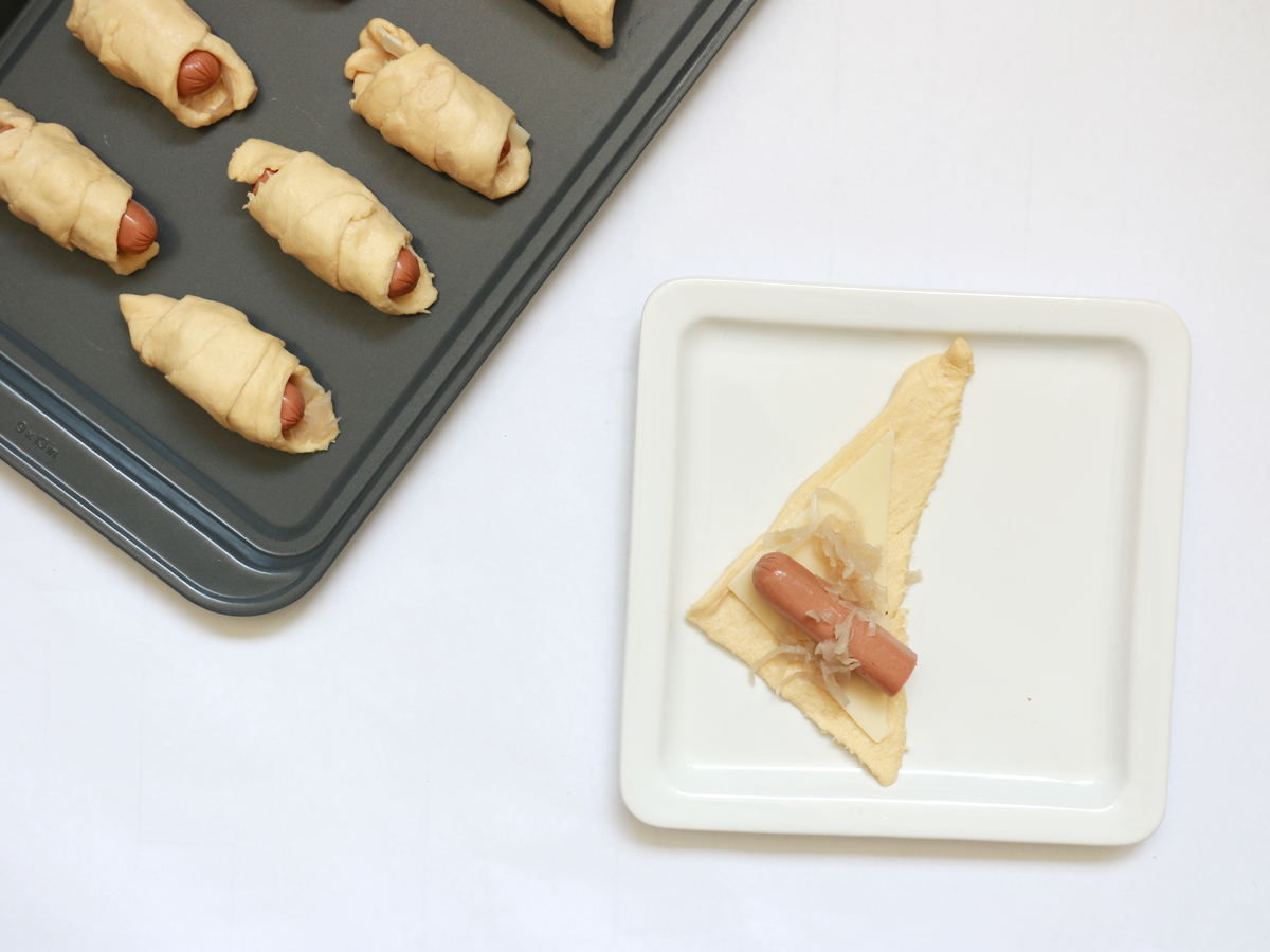 Sauerkraut and cheese pigs in a blanket