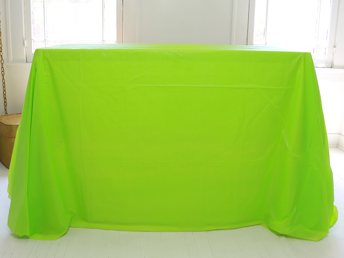 Green tablecloth for Halloween monster table