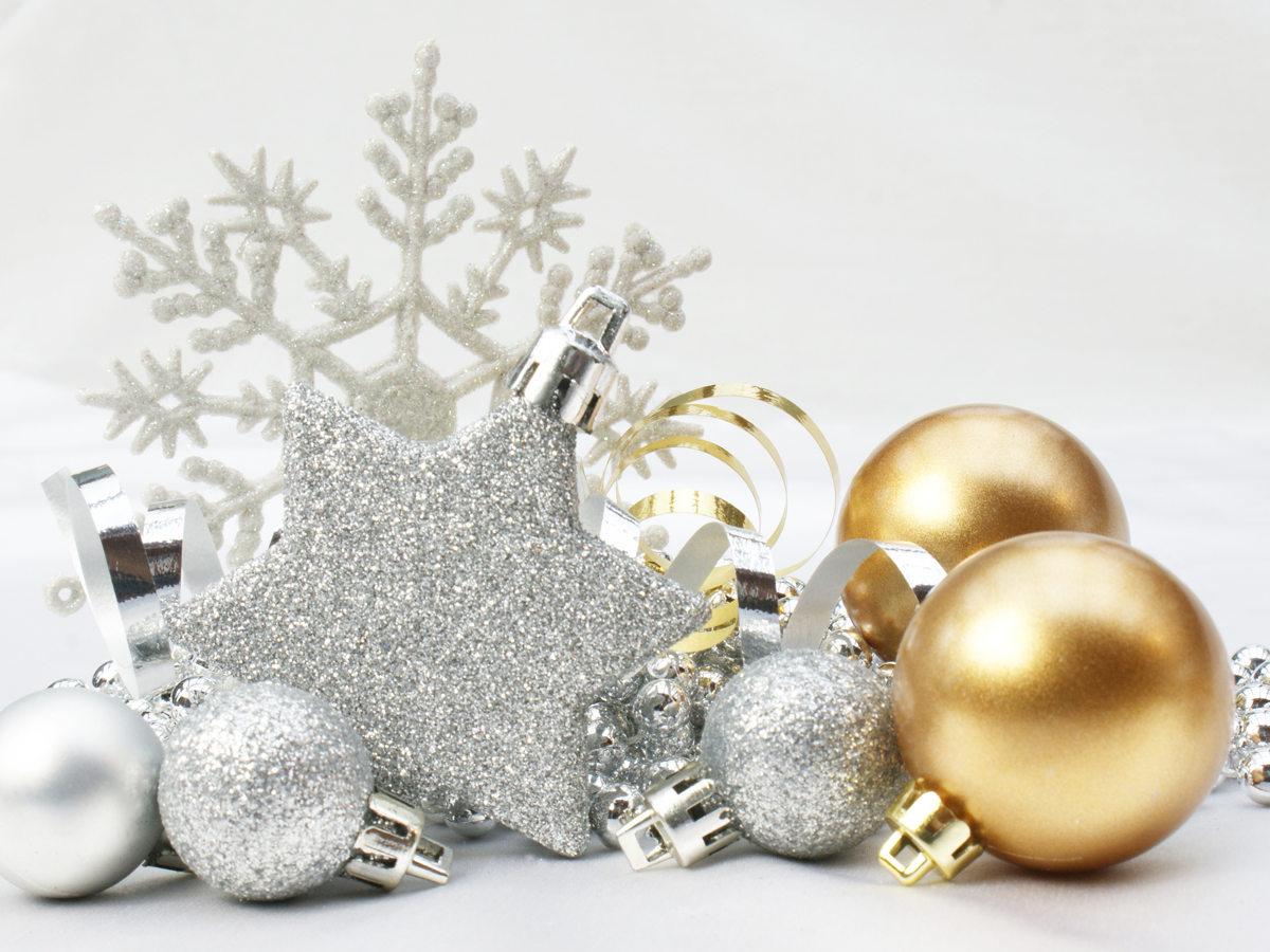 Silver and gold Christmas ornaments