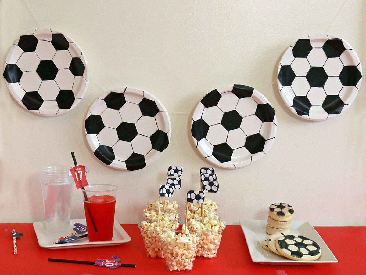 Soccer-watching party decor