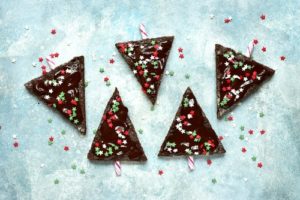 Christmas tree-shaped brownies