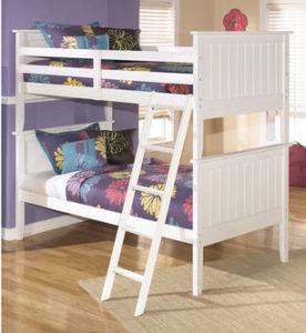 White Ashley Leo Twin Over Twin Bunk Bed