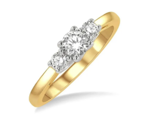 Gold three-stone lab-grown diamond ring 