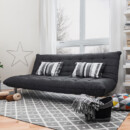 <b>Raised Furniture</b> <br>
When you can see under the legs of a sofa and chairs in a living room there is a sense of weightlessness that is characteristic to modern design. Gray couch