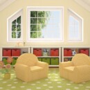 <b>Cute Storage Solutions</b><br> Store larger collections and bigger toys in bright buckets. Use paint pens or stickers to personalize them with your child’s name. Hook the buckets to a short curtain rod or towel rod to get them off the floor and out of the way. Bookcases look neater when used with bins and baskets. Clutter can be tucked away, while favorite items can stay in the spotlight. Two checkered chairs in a playroom