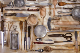 organized kitchen utensils