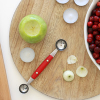Scooping hole in apple