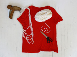 For the adult costume, cut 2-foot sections from the yarn, and bundle it together in loops to make the spaghetti.