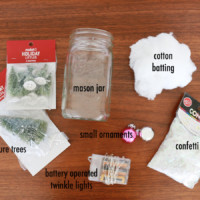 Labeled craft supplies sitting on a table
