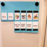 <b>Magnetic Chore Chart With Pictures</b><br>This age group is visually motivated, and it’s easy to make a little drop-down chart with construction paper, stickers, and magnetic tape, so they can see the work they’ve completed — and what they still need to do. “Pay” for each chore with cute stickers or coupons to use for treats like screen time or ice cream.