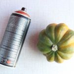 We used copper paint on little pumpkins. Be sure to let the painted produce dry for 24 hours before placing it on your table or you could ruin your tablecloth.