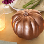 <b>Project Two: Painted Produce</b><br>
Seasonal produce such as squash, gourds, or pumpkins, can add a lot of beauty to a fall table. If you’re looking for a little glam, spray paint produce in a shiny metallic.